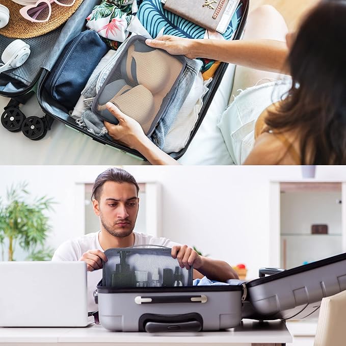 Woanger 12 Pcs Small Packing Cubes for Travel, Light Packing Cubes for Suitcases Mesh Luggage Organizer Bags Travel Accessories Essentials 12 x 8 x 5 Inch(Grey)