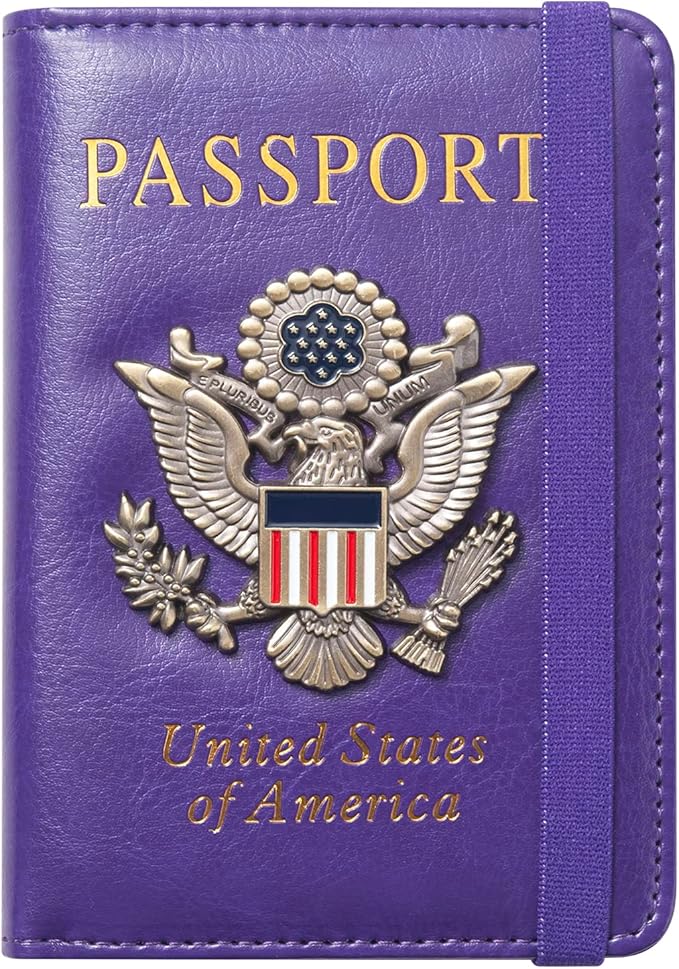 Premium Passport Holder for Travel, RFID Blocking Passport Cover Slim, Durable & Travel-Friendly, Passport Wallet Keep Your Documents Safe & Organized (Purple)