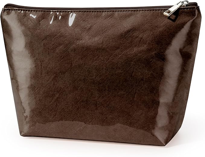 WLLWOO PVC Waterproof Makeup Bag Kraft Paper Cosmetic Bag Travel Toiletry Zipper Pouch Organizer for Women Purse