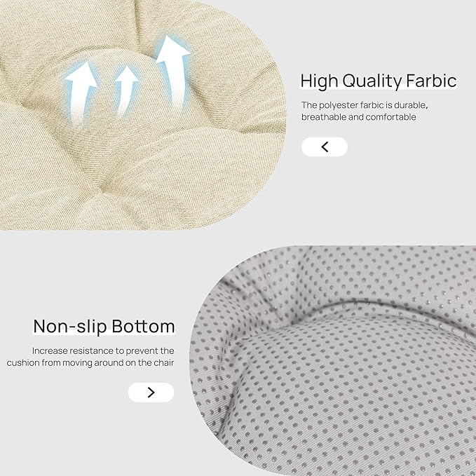 Love's cabin Memory Foam Chair Cushions Set of 4, 15.5"x15.5"x3.5" Indoor & Outdoor Seat Pads for Dining, Kitchen, Office, Patio Chairs - Beige
