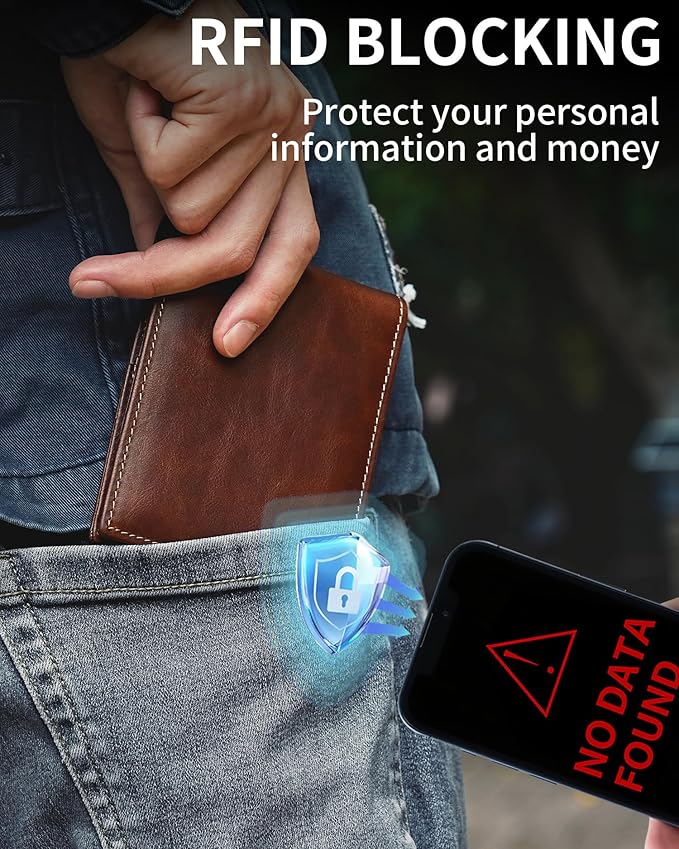 Artpaxy Mens Wallet Bifold Genuine Leather RFID Blocking Wallet for Men with 1 ID Windows 13 Card Holders 2 cash pockets 1 Gift Box