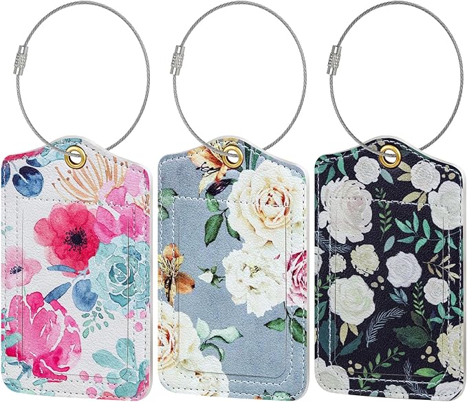 Fishent Luggage Tag, 3 Pack Travel Cruise Luggage Tags for Suitcases, Cute Suitcase Tags Identifiers Bag Tags with Privacy Flap, Baggage Name Tag for Women Men Luggage Backpack Handbag School Bag