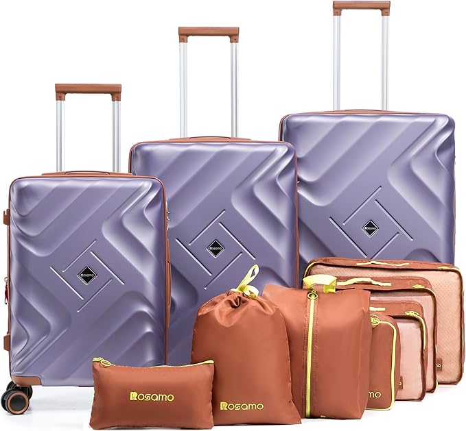 10 piece Luggage Set Expandable Suitcase 22x14x9 Airline Approved Carry on, ABS Hard Case Suitcases with Spinner Wheels,TSA Lock