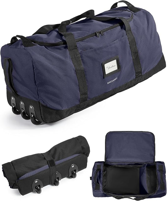 BAGSMART 83L Foldable Travel Bag, Large Duffle Bag for Travel, Weekender Duffel Luggage Bag for Sport College Camping, Water Resistant, Navy Blue