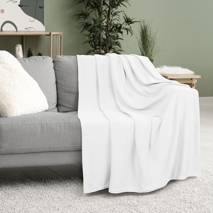 Utopia Bedding Soft Jersey Knit Blanket White Queen (90x90 Inches) | Lightweight, Breathable, Sweatshirt Blanket, Bed, Couch, Sofa, Cozy, Home Decor, Summer