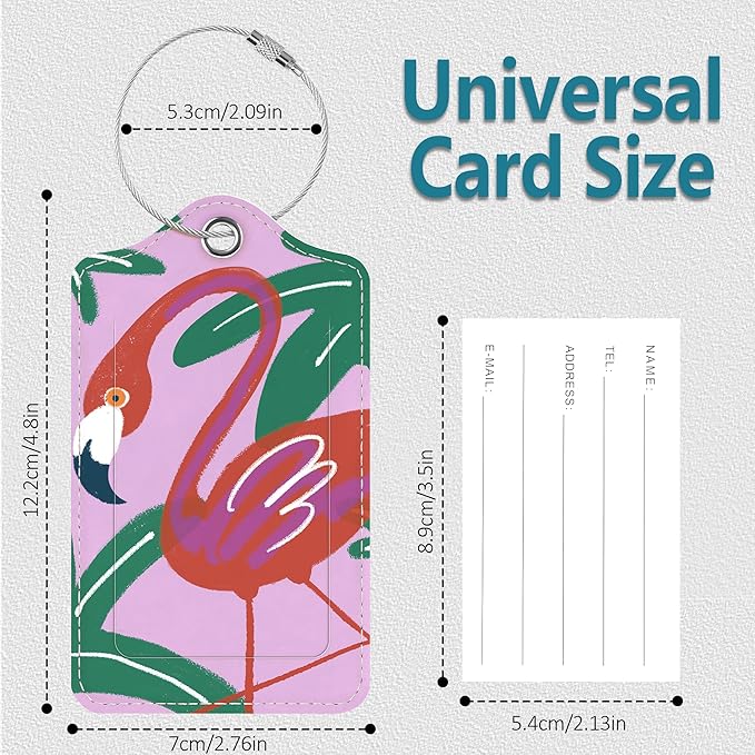 Luggage Tags for Suitcases, 2 Pack Cute PU Leather Luggage Tag TSA Approved with Stainless Steel Loop and Address Card Baggage Tag for Travel&Hotel Stays&Cruise Ships&Shipping and Mailing