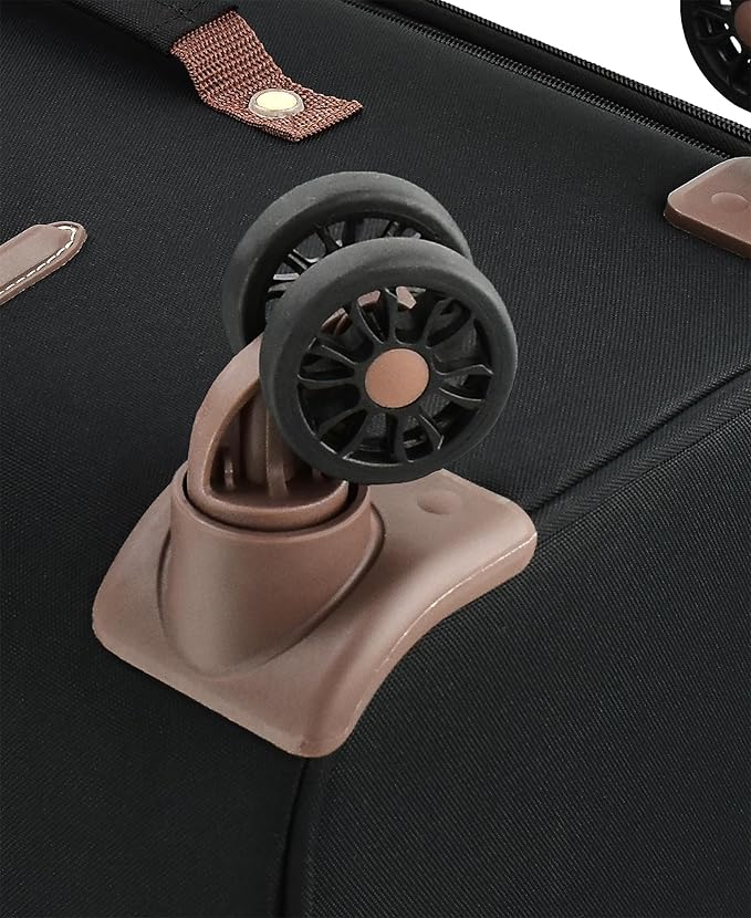 London Fog Nottingham 20 Inch Expandable Spinner Carry on Softside Suitcase, Black Chestnut
