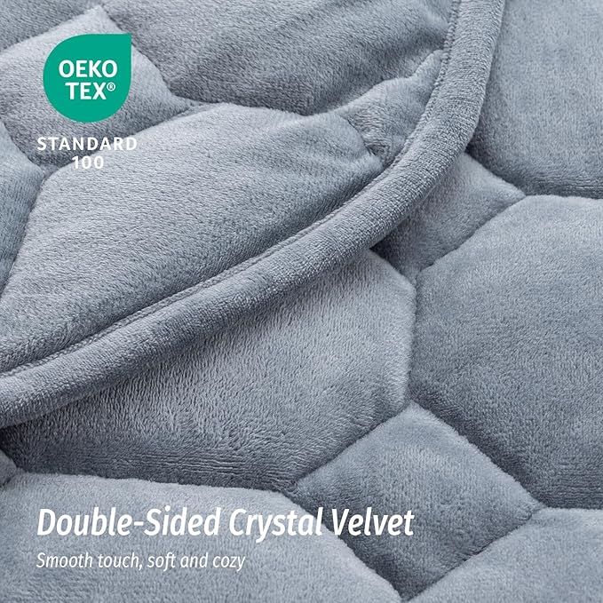 Wemore Weighted Lap Blanket 7lbs for Adults, Small Weighted Blanket Throw for Travel, Soft Weighted Lap Pad for Relaxation, Calming, Napping and Sleeping, Machine Washable, Light Grey 29" x 24"