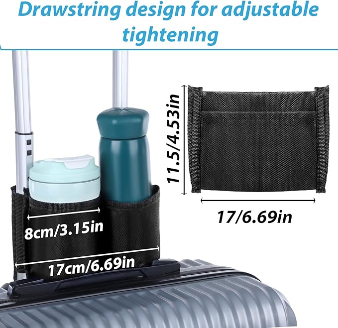 Universal Luggage Travel Cup Holder, Luggage Cup Holder for Suitcases Free Hand Drink Carrier Carry on Beverage CupHolder Attachment, Luggages Cups Caddy Gifts for Travelers Flight Attendants (Black)
