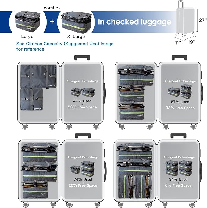 Grand Fusion Stow-N-Go Packing Organizer for Luggage, Portable Hanging Travel Shelves, Carry-On Closet, Hanging Packing Cubes, Collapsible Carry-On Organizer for Cruises & Hotels. Dark Gray - L