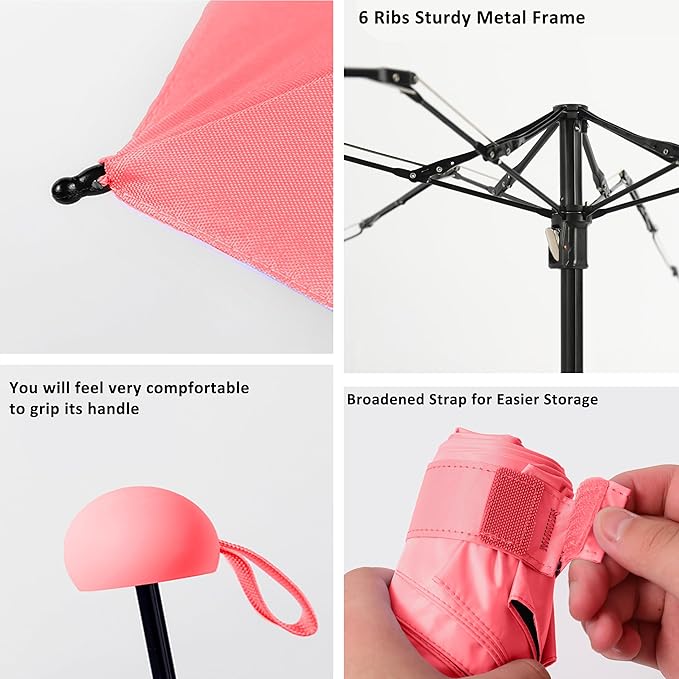 BAODINI Travel Essentials Mini Umbrella for Purse With Case Small Compact UV Sun Protection Lightweight Tiny Pocket Manual Open Close Umbrella for Women Kids and Men Fits Purse Backpack