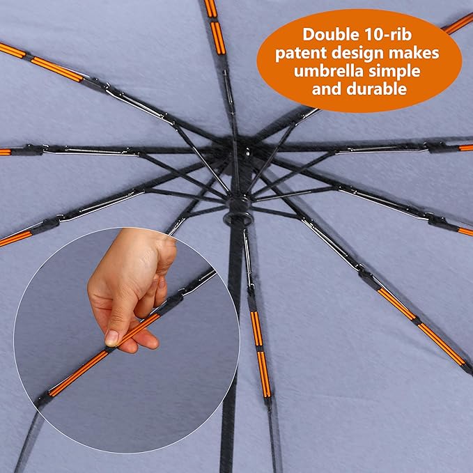 Bluinzi 46 Inch Compact Umbrellas for Rain - Travel Small Umbrella - Automatic Folding Umbrella - Windproof Portable Umbrella, Double 10-rib