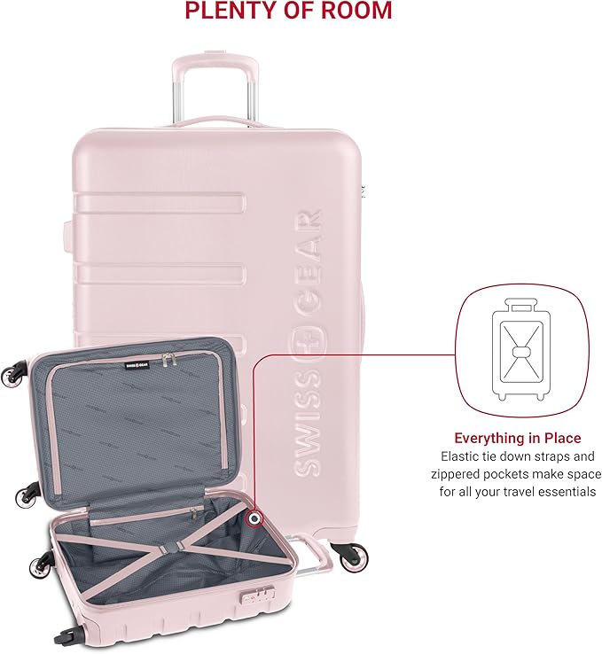 SwissGear 7366 Signature Hardside Expandable Luggage with Spinner Wheels, TSA Lock, Cup-Holder, Pink, 2-Piece Set (19/27)