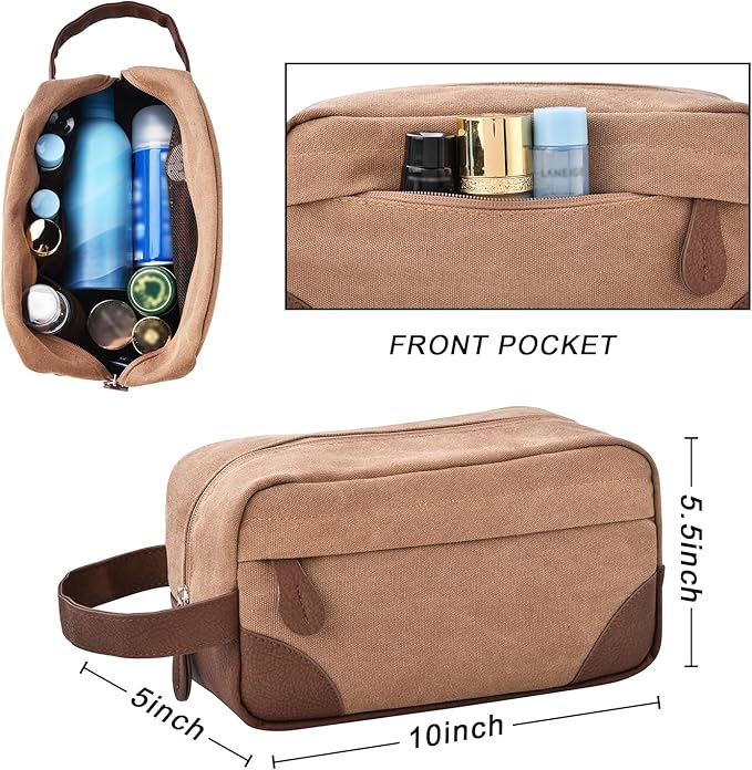 Litvyak Duffle Bag for Travel, 50L Canvas Travel Duffel Bags Overnight Weekend Gym Carry On Luggage Bag for Men & Women(Coffee+Toiletry Bag)