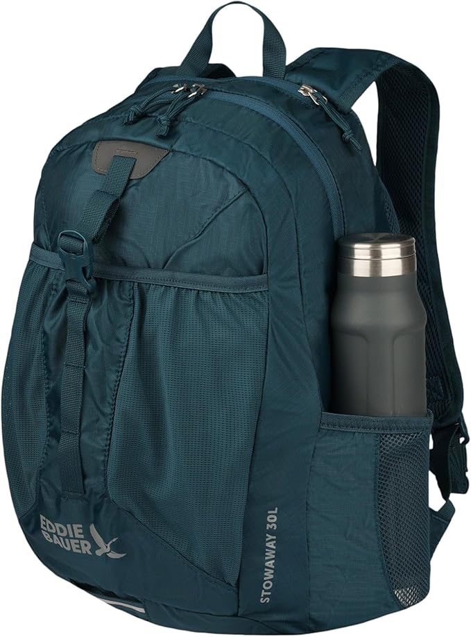 Eddie Bauer Stowaway Packable Backpack | Travel | Outdoor | Lightweight | Foldable | Durable | Ripstop Polyester | 30L - Marine