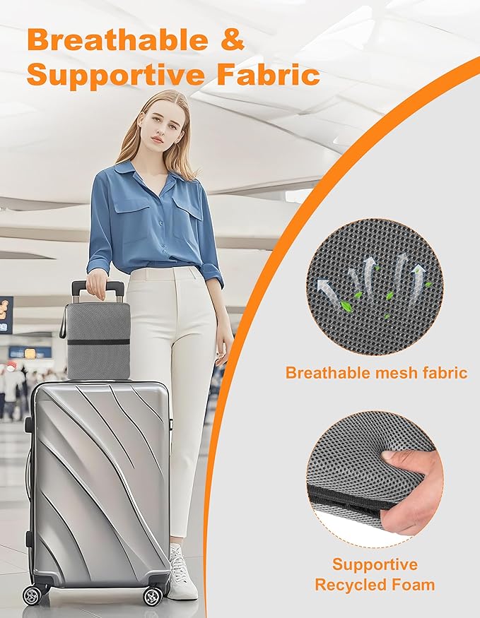 Airplane Seat Cushion Portable Travel Cushion for Comfort Foldable Stadium Pad with Breathable Fabric Seat Pad Perfect for Long Flights, Office, Bleacher, Camping