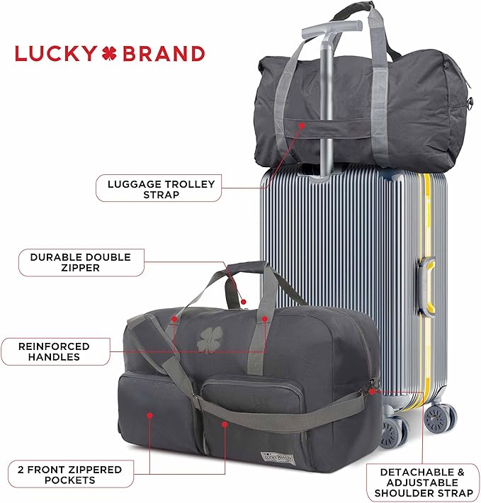 Lucky Travel Duffel Bags 115L, Gym Bag, Travel Bag & Large Duffle Bag for Men, Foldable Overnight Weekender Bags for Women & Men with Adjustable Shoulder Strap, Charcoal