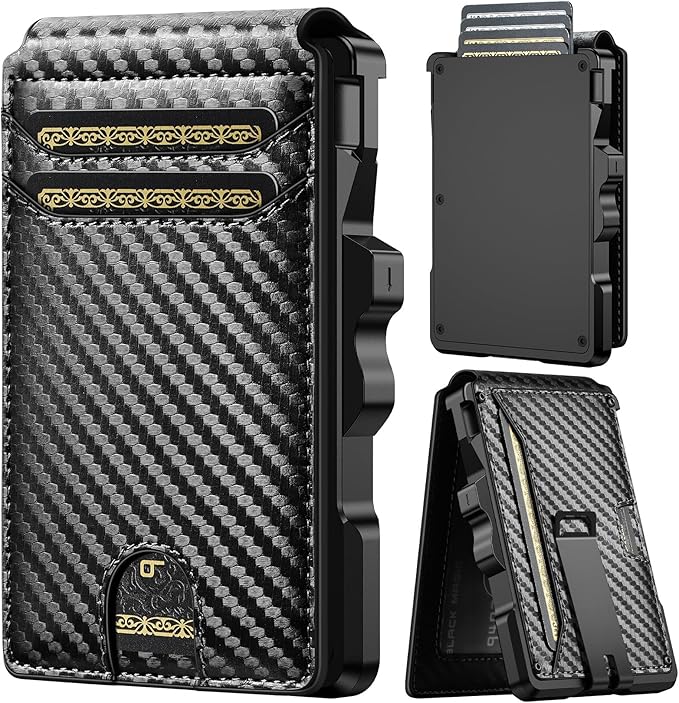 furid Smart Wallet For Men Slim: Rfid Minimalist Pop Up Wallets with Money Clip Metal Credit Card Holder - Gifts for Husband Father at Birthday Anniversary