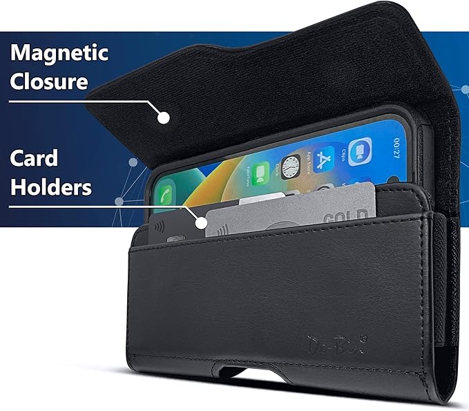 iPhone 13, 13 Pro Cell Phone Belt Holster Case with Credit Card Holder