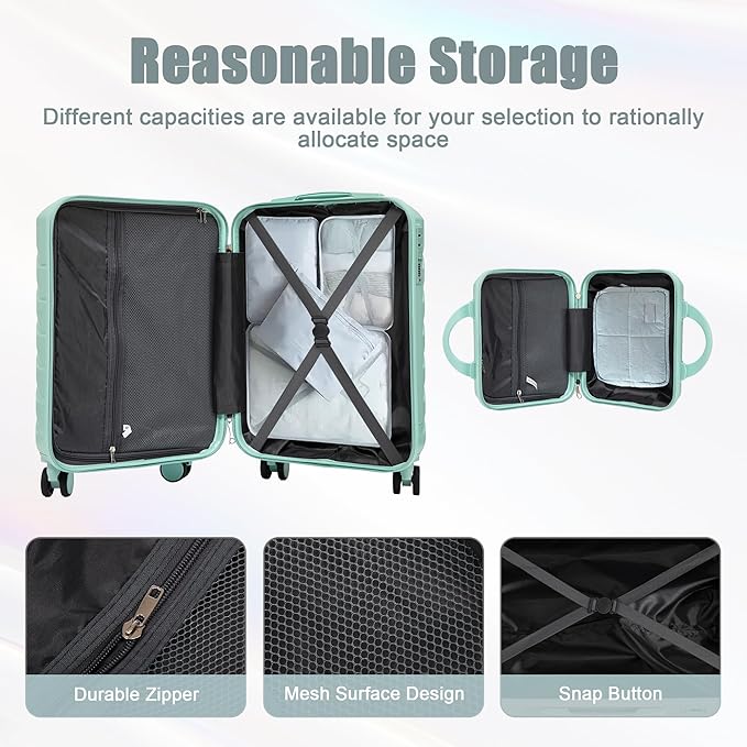 Hardshell Luggage, Lightweight ABS Suitcase with Spinner Wheels, 20/14 Inch