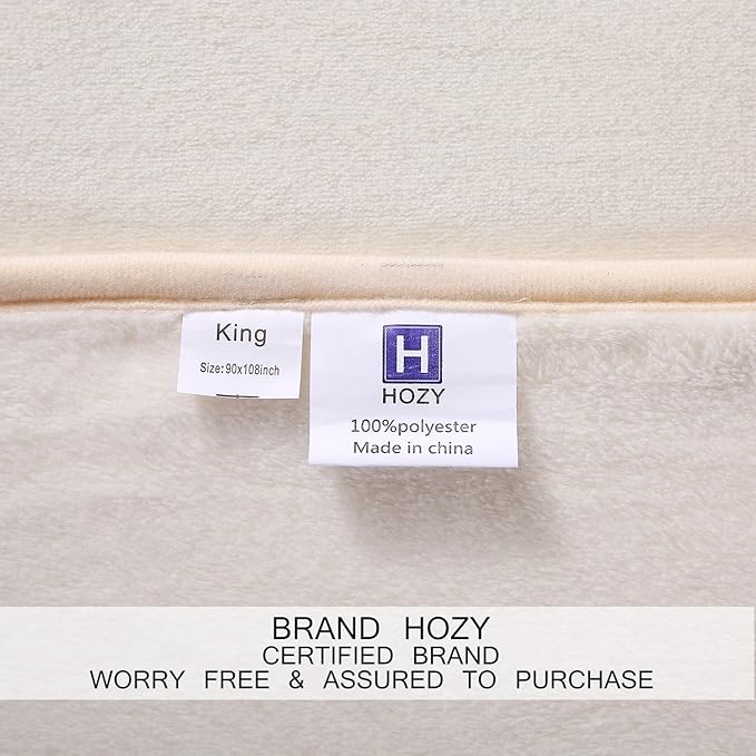 HOZY Soft Blanket Twin Size Fleece Warm Fuzzy Throw Blankets for The Bed Sofa Lightweight 350GSM Ivory 66"*90"