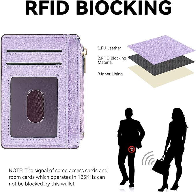Tipmile Credit Card Holder for Women Slim Minimalist Front Pocket RFID Blocking Wallet Small Compact Card Case with ID Window, Lavender Purple