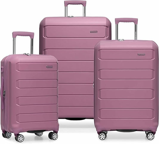 Traveler's Choice Pagosa Hardshell Expandable Luggage with Spinner Wheels, Mauve, 3-Piece Set (22/26/30)