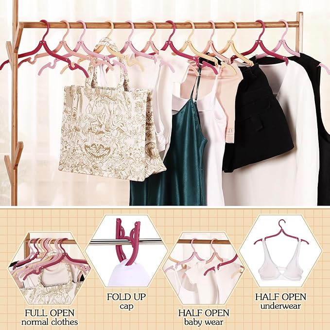 Teenyyou 12 Pcs Travel Hangers Cruise Ship Essentials Foldable Portable Plastic Vacation Hangers Non Slip Clothes Drying Rack Travel Accessories for Dormitory School Hotel Laundry (Stylish Color)