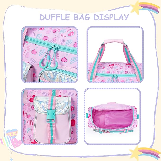 Kids Duffle Bag Girls Women Travel Bag Gifts Overnight Bags for Girls Women Kids Gym Dance Bags with Shoes Compartment