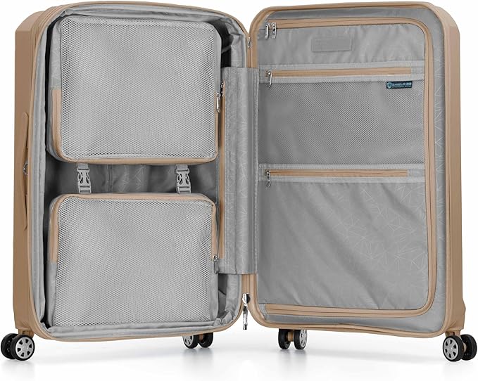 Traveler's Choice Pagosa Hardshell Expandable Luggage with Spinner Wheels, Latte Beige, 26-Inch Medium