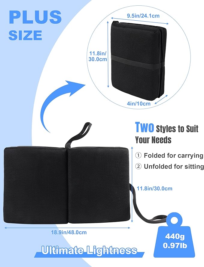 Airplane Seat Cushion Portable Travel Cushion for Comfort Foldable Stadium Pad with Breathable Fabric Seat Pad Perfect for Long Flights, Office, Bleacher, Camping