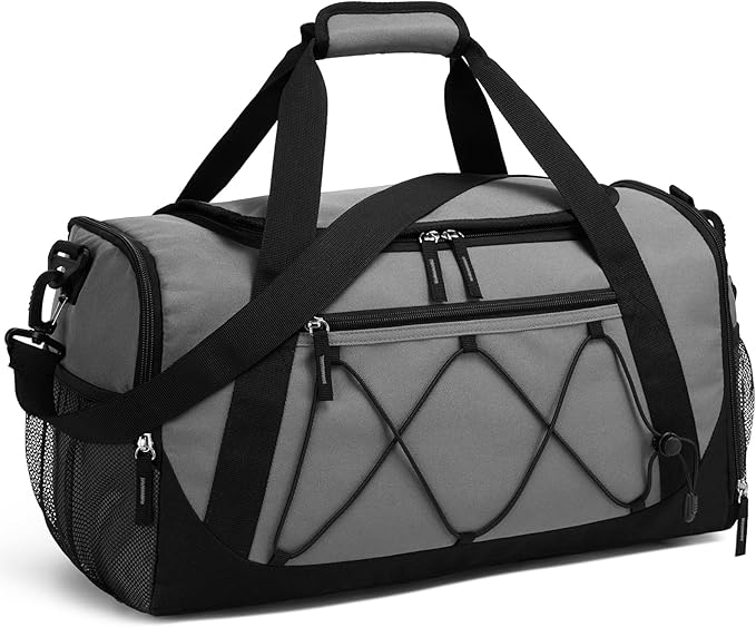 Vorspack Gym Bag for Men - 18 Inches Duffle Bag for Travel Duffel Bag with Shoe Compartment Lightweight Travel Bag for Gym Sports Overnight Weekender - Grey