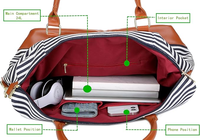 BAOSHA HB-28 Ladies Women Canvas Travel Weekender Bag Overnight Carry-on Duffel Tote Bag