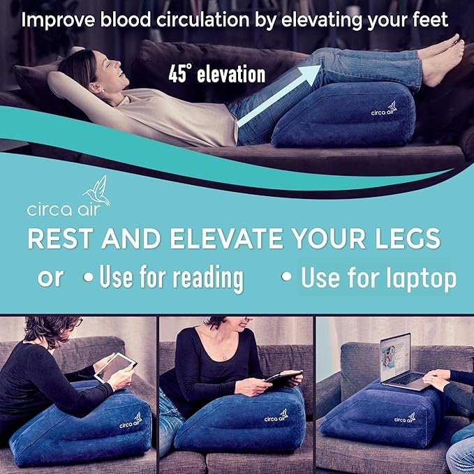 Circa Air Inflatable Leg Elevation Pillows for Swelling and Edema Relief, Travel Wedge Pillow for Legs, Foot Ankle Knee and Lower Back Pain Support, After Surgery Products