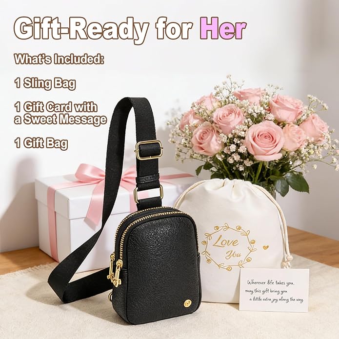 INICAT Anti Theft Crossbody Bag for Women, Small RFID Blocking Sling Purse with Zipper Lock for Travel, Vegan Leather