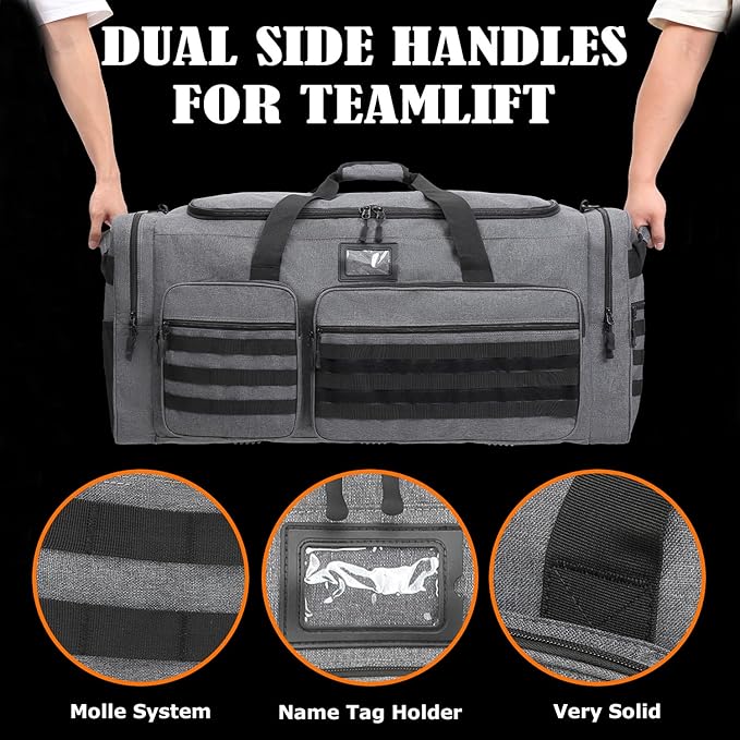 Extra Large Duffle Bag for Men, Heavy Duty Duffle Bag for Travel, Large Sports Gym Equipment Bag for Hockey Football Soccer Baseball Basketball & Team training