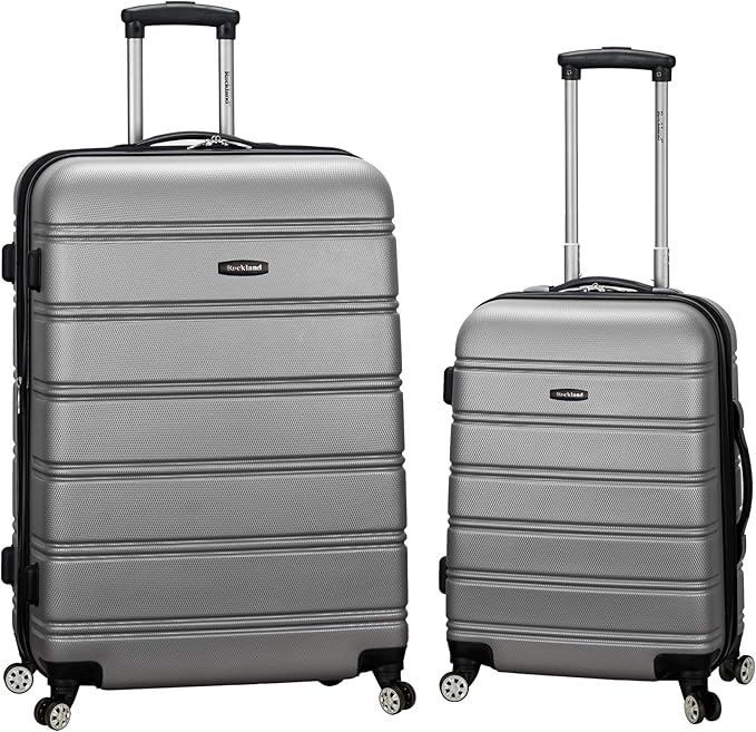 Rockland Melbourne Hardside Expandable Spinner Wheel Luggage, Silver, 2 Piece Set (20"/28")