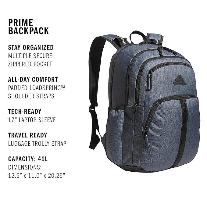 adidas Prime 7 Backpack for Gym, Sports, School and Travel, 37L