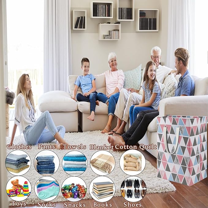 75L Waterproof Laundry Hamper Collapsible Laundry Basket Cotton Handle Laundry Bag Large Clothes Storage Toy Organization for Bathroom Bedroom Laundryroom College Dorms