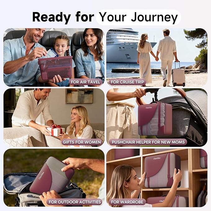 11 Set / 9 Set Packing Cubes for Travel,Gifts for Women Mom Kids,TSA Approved Bags for Makeup, Cosmetic, Toiletry, Organizers for Suitcase Carry On,Cruise Essentials Airplane Accessories,Burgundy