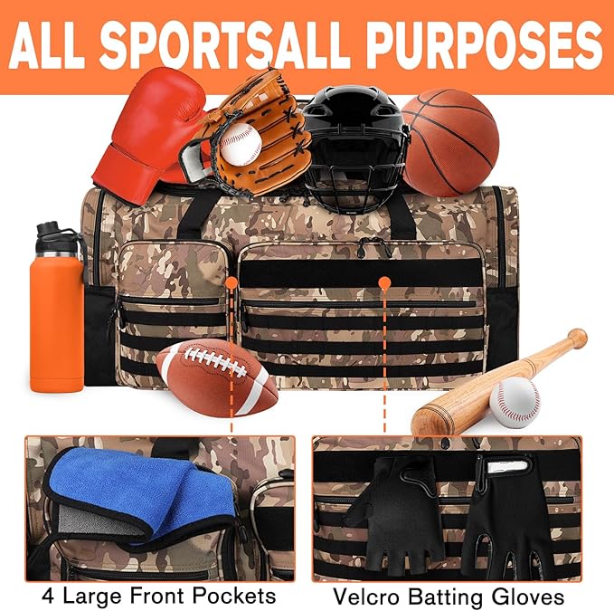 Goloni 130L Heavy Duty Large Duffle Equipment Bag,Catchers Gear Bag with Shoe Compartment,Baseball Duffle Bag