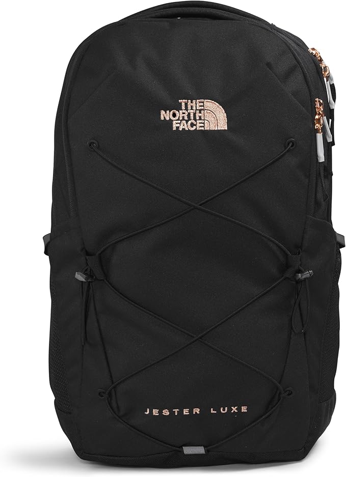 THE NORTH FACE Women's Jester Luxe Everyday Laptop Backpack, TNF Black/Burnt Coral Metallic, One Size
