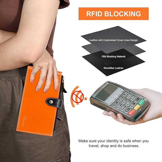 Travelambo RFID Wallet Women Large Size Bifold Multi Card Wallet Case with Zipper Pocke Credit Card Holder for Women