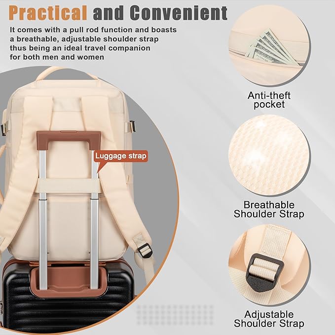 40L Travel Backpack, Water-Resistant Carry On Backpack for Men Women, Business Laptop Backpack for Trips & Commutes, Fits 15.6/17.3 Inch Laptop