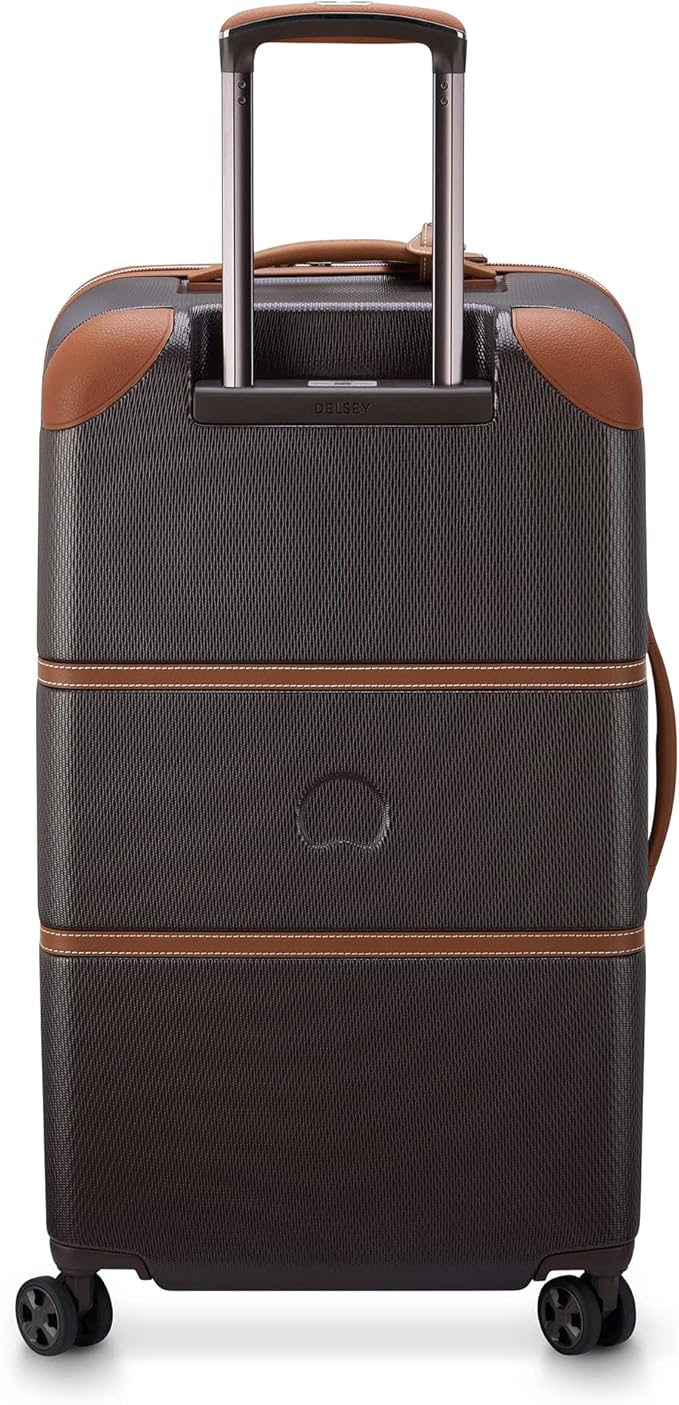 DELSEY PARIS Chatelet Air 2.0 Hardside Luggage Trunk with Spinner Wheels, Chocolate Brown, Checked-26 Inch