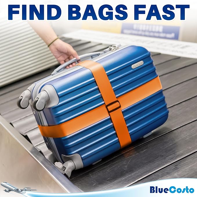 Luggage Straps for Suitcases - TSA Approved - Orange, 20 PK - Bulk Multipack Premium Nylon Belts for Suitcase, Briefcase & Travel Bag - Adjustable Strap Length 46" - 78"