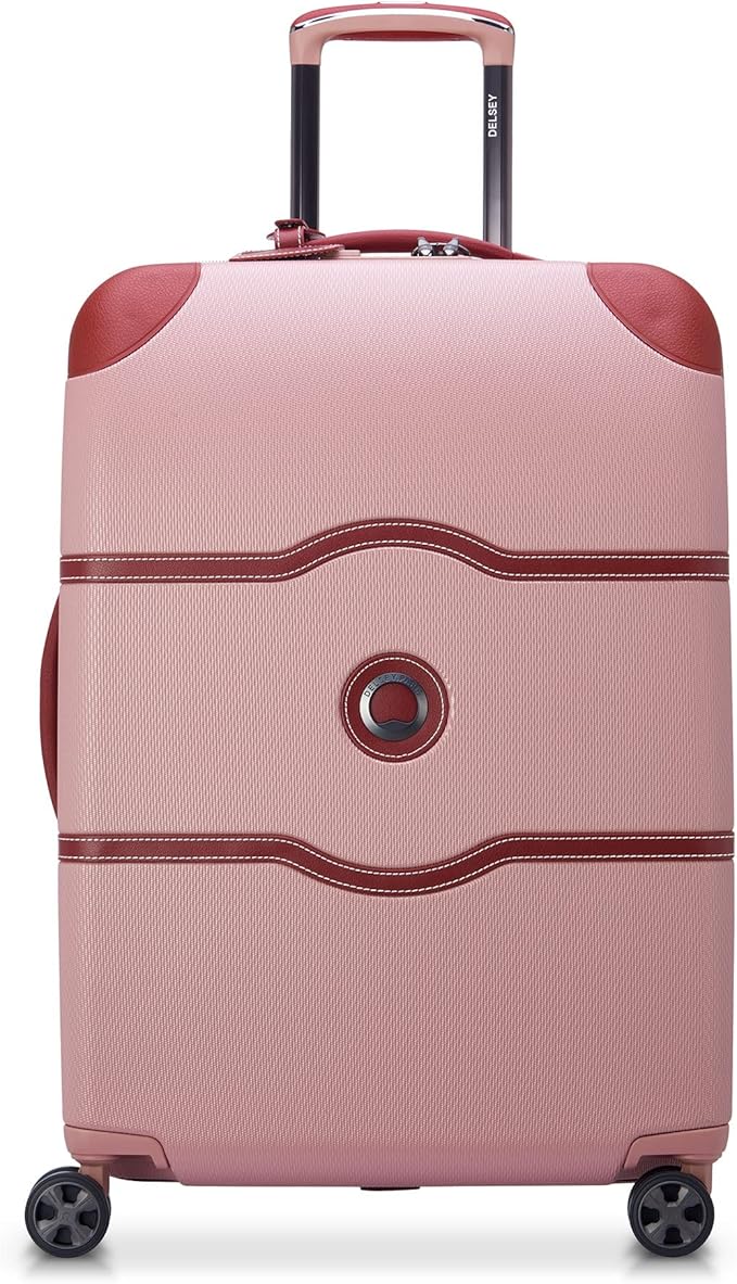 DELSEY PARIS Chatelet Air 2.0 Hardside Luggage with Spinner Wheels, Pink, Checked-Medium 24 Inch