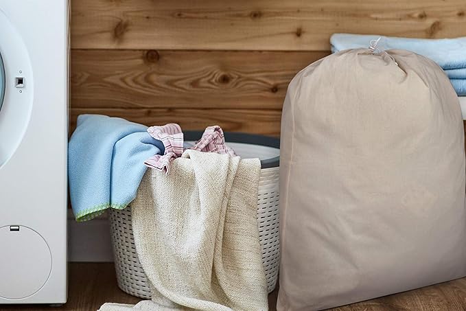 Urban Villa Laundry Bags 2-Pack 28”x36" Extra-Large Cotton Canvas Heavy Duty Washable Durable Travel Laundry Sacks with Drawstring Closure Reusable Hamper Liners for Dirty Clothes Delicates & Lingerie