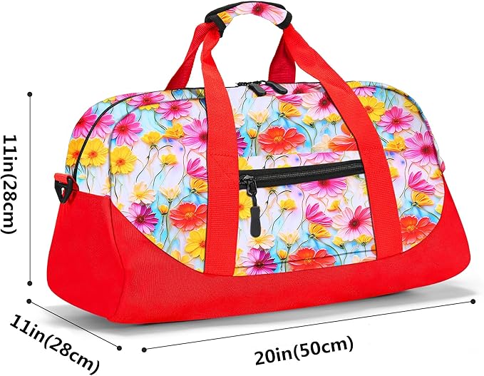 Stumdo Kids Overnighter Duffel Bags for kids, Carry-On Size & Ideal for School Practice or Overnight Travel Weekender Tote for Travel Gym Sport bag for Boys & Girls (12hong)