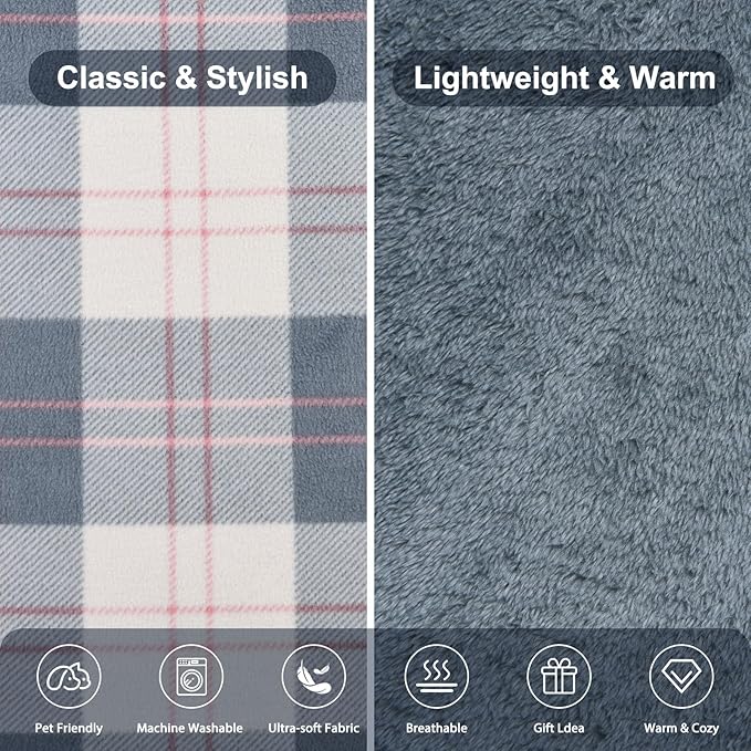 forestfish Wearable Blanket Compact Pillow 2-in-1, Lap Blanket Poncho with Button Plaid Throw Cushion for Home Office Sofa